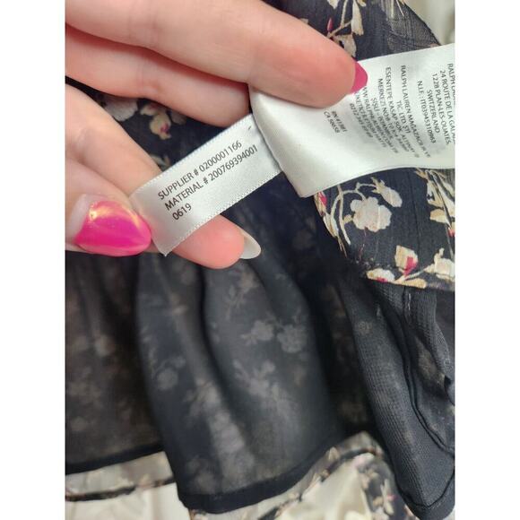 Lauren Ralph Lauren Black and White Floral Blouse - Picture 6 of 7